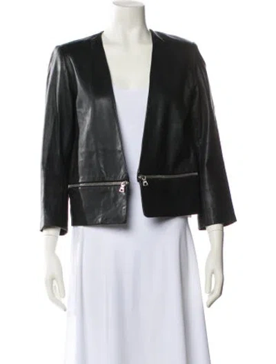 Pre-owned Sandro Leather Jacket In Black