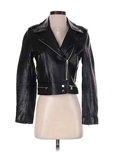 Pre-owned Sandro Leather Jacket In Black