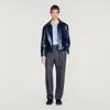 Sandro Leather Jacket In Blue