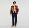 Sandro Leather Jacket In Brown