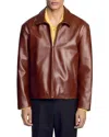 Sandro Leather Jacket In Brown