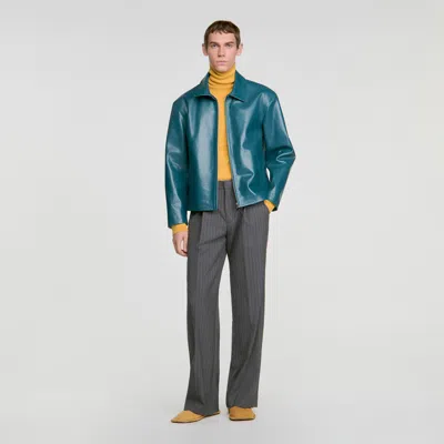 Sandro Leather Jacket In Multi