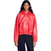 Sandro Womens Elasticated-hem Leather Jacket Red In White