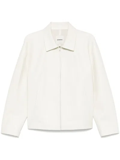 Sandro Leather Jacket In White