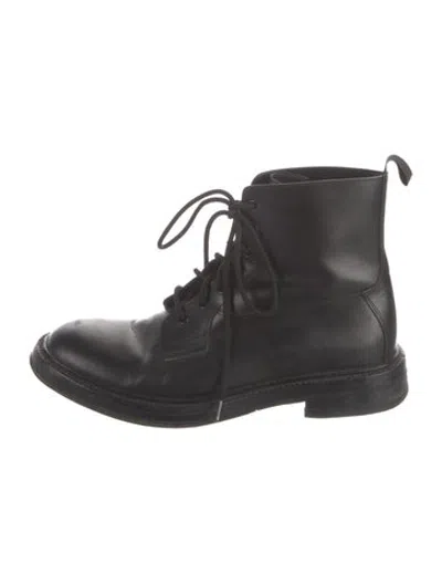 Pre-owned Sandro Leather Lace-up Boots In Black