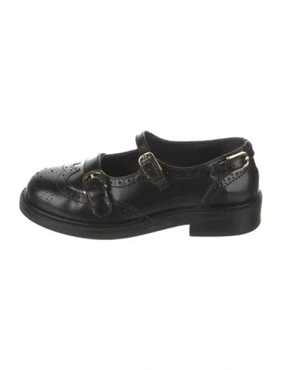 Pre-owned Sandro Leather Lasercut Accents Mary Jane Flats In Black