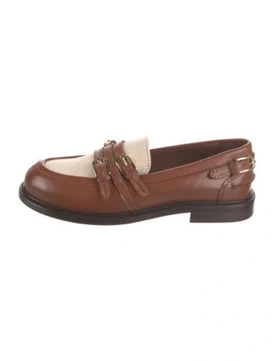 Pre-owned Sandro Leather Loafers In Brown