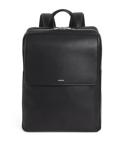 SANDRO LEATHER LOGO BACKPACK