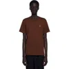 Sandro Mens Ginger Bread Logo-patch Crewneck Cotton T-shirt In Brown