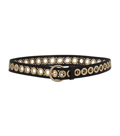Sandro Leather Loop-embellished Belt In Black