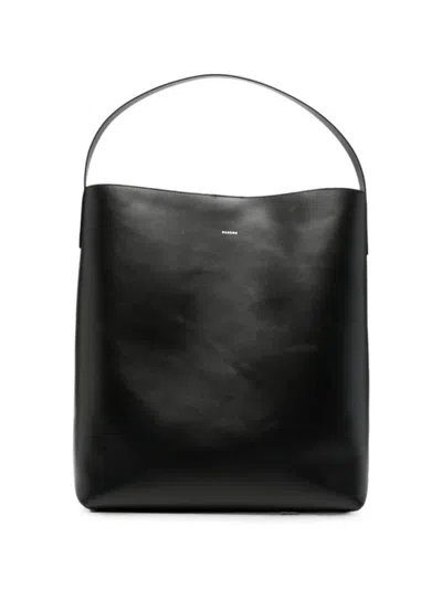 Sandro Leather Messenger Bag In Black