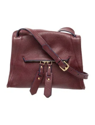 Pre-owned Sandro Leather Messenger Bag In Burgundy