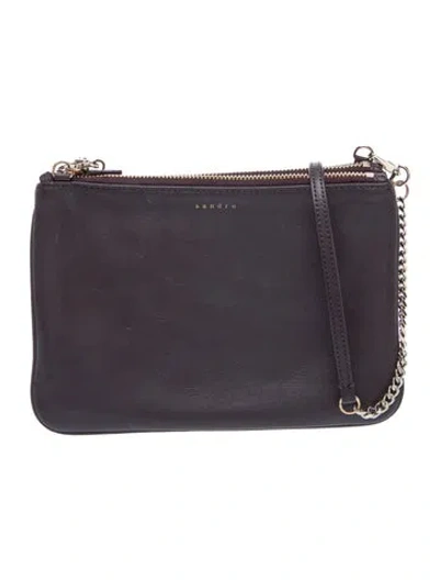Pre-owned Sandro Leather Minaudière In Gray