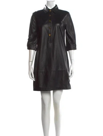 Pre-owned Sandro Leather Mini Dress In Black