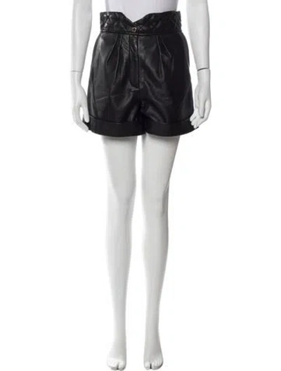Pre-owned Sandro Leather Mini Shorts In Black