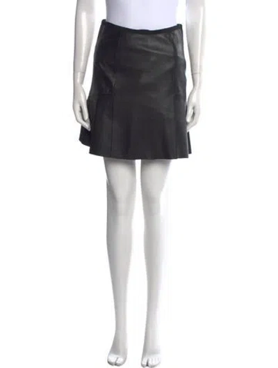 Pre-owned Sandro Leather Mini Skirt In Black