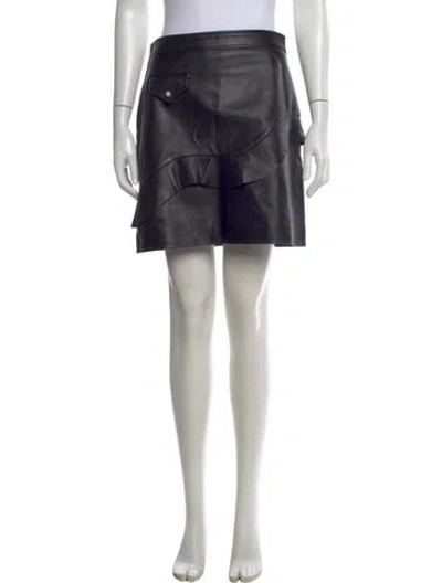 Pre-owned Sandro Leather Mini Skirt In Black