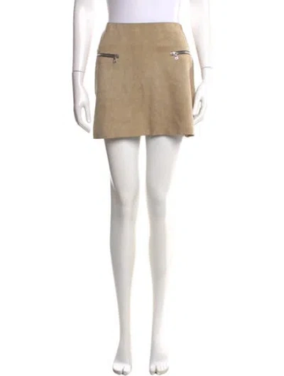 Pre-owned Sandro Leather Mini Skirt In Neutral