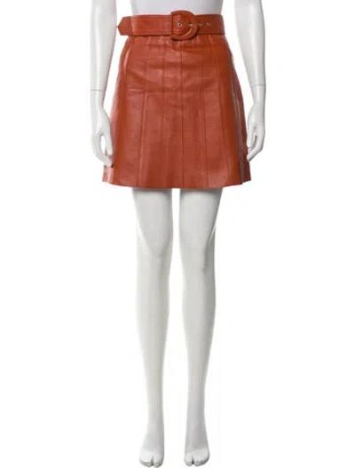 Pre-owned Sandro Leather Mini Skirt In Orange