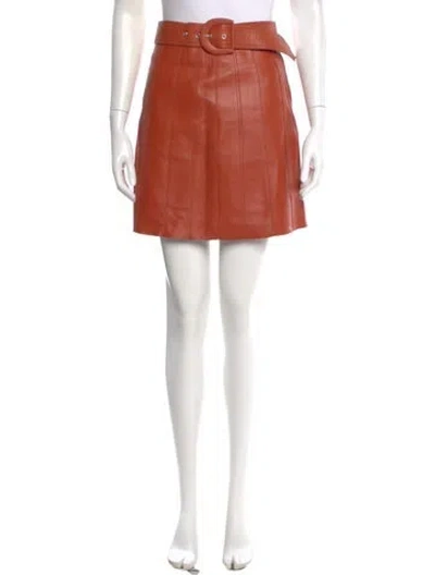 Pre-owned Sandro Leather Mini Skirt In Orange