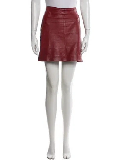 Pre-owned Sandro Leather Mini Skirt In Red