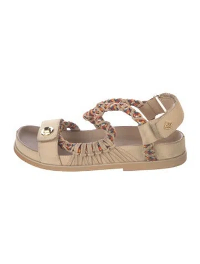 Pre-owned Sandro Leather Patterned Sandals In Neutral
