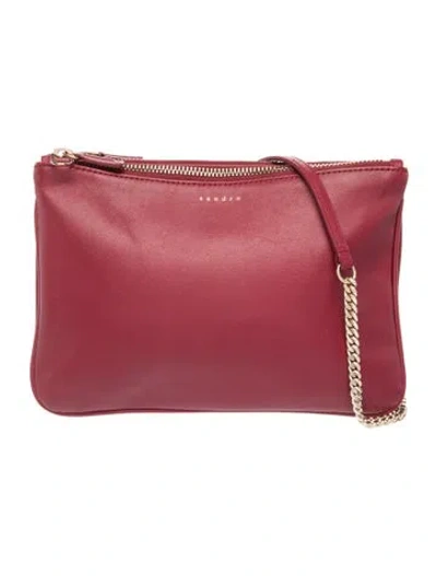 Pre-owned Sandro Leather Portfolio In Burgundy