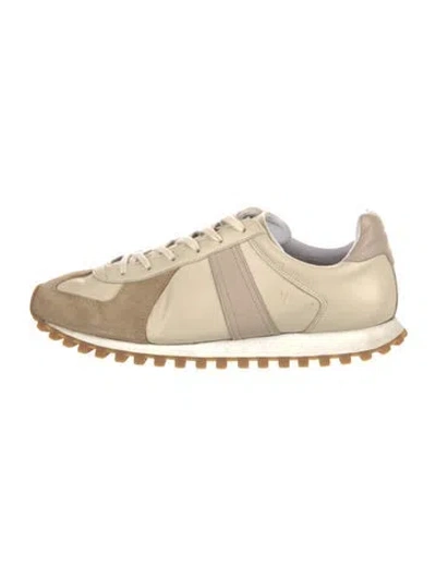 Pre-owned Sandro Leather Printed Athletic Sneakers In Neutral