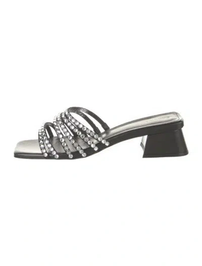 Pre-owned Sandro Leather Printed Slides In Multi