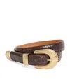 Sandro Leather Python-effect Belt In Brown