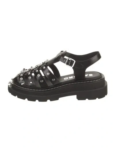 Pre-owned Sandro Leather Sandals In Black