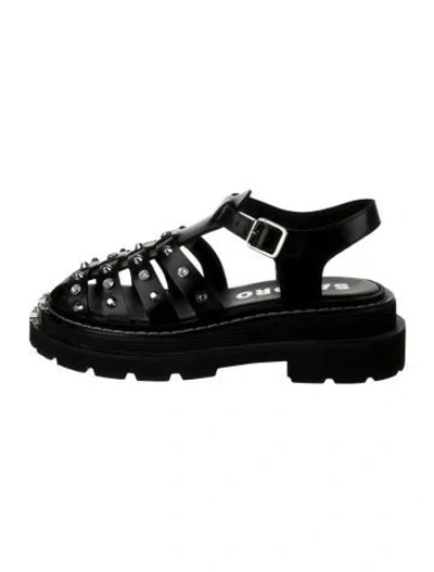 Pre-owned Sandro Leather Sandals In Black