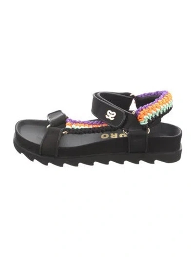 Pre-owned Sandro Leather Sandals In Black