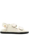 Sandro Plain Leather Lambskin Sandals In White