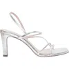 Sandro Leather Sandals With Block Heel In Silver