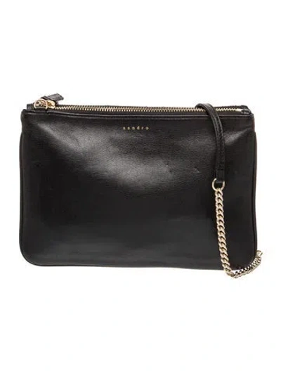 Pre-owned Sandro Leather Shoulder Bag In Black