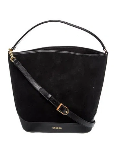 Pre-owned Sandro Leather Shoulder Bag In Black