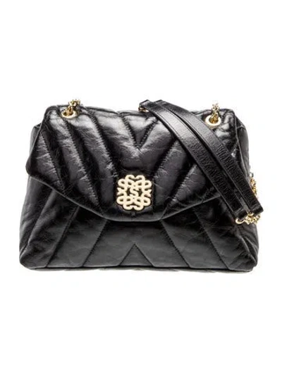 Pre-owned Sandro Leather Shoulder Bag In Black