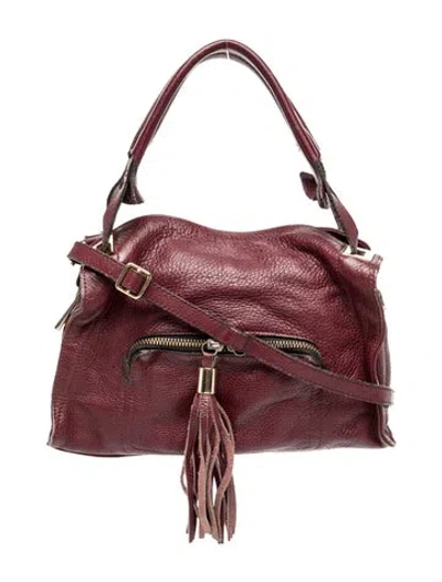 Pre-owned Sandro Leather Shoulder Bag In Burgundy