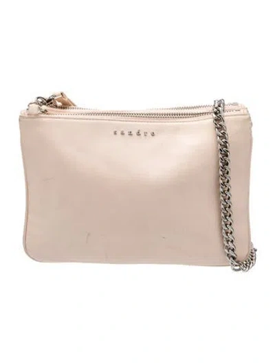 Pre-owned Sandro Leather Shoulder Bag In Neutral
