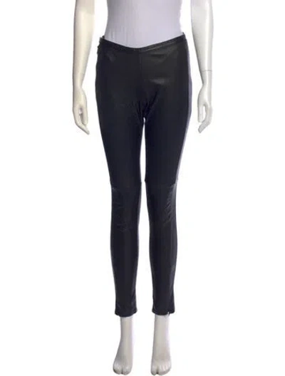 Pre-owned Sandro Leather Skinny Leg Pants In Black