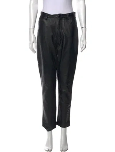 Pre-owned Sandro Leather Skinny Leg Pants In Black