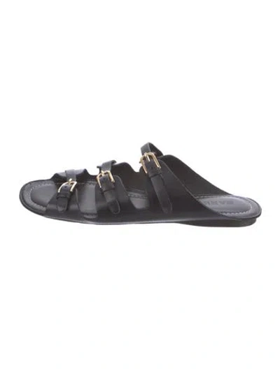 Pre-owned Sandro Leather Slides In Black