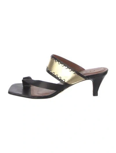 Pre-owned Sandro Leather Slides In Black