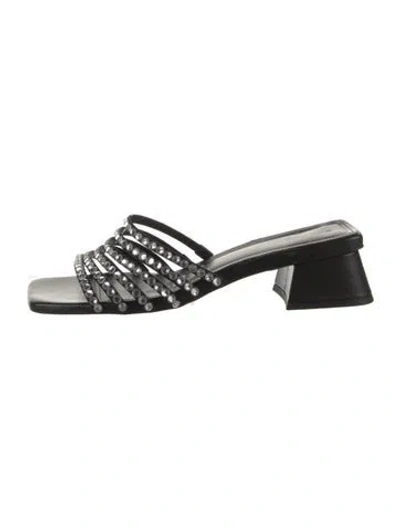 Pre-owned Sandro Leather Slides In Black