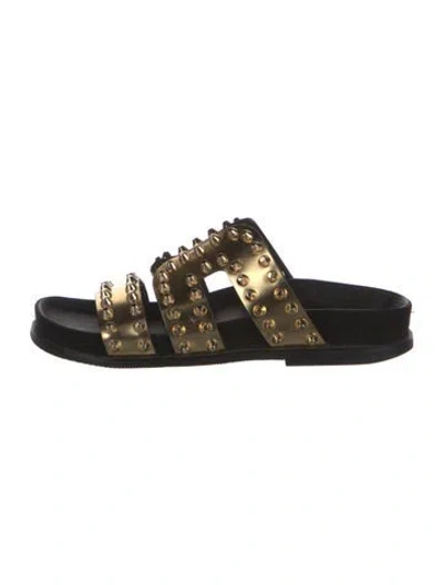 Pre-owned Sandro Leather Slides In Gold