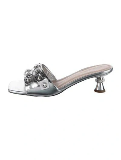 Pre-owned Sandro Leather Slides In Silver