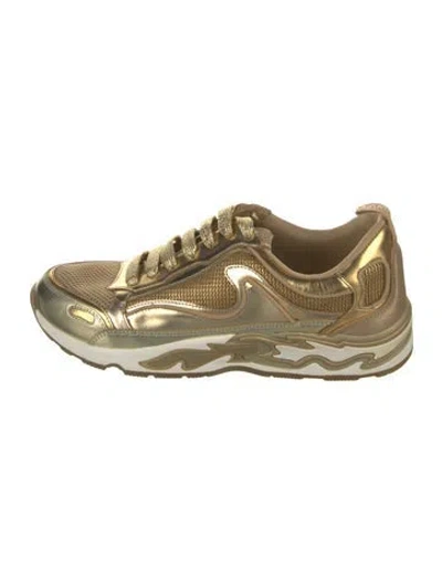 Pre-owned Sandro Leather Sneakers In Gold
