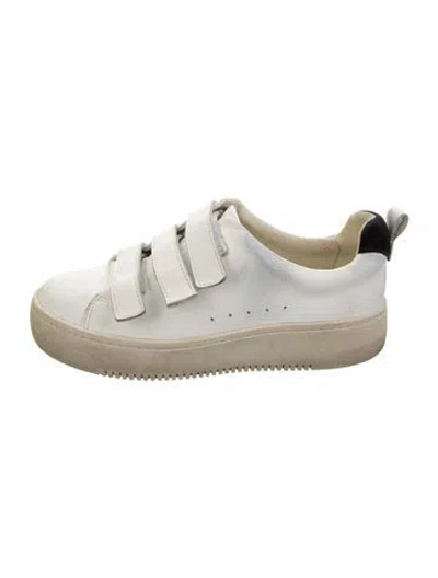 Pre-owned Sandro Leather Sneakers In White