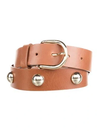 Pre-owned Sandro Leather Studded Accents Belt In Brown